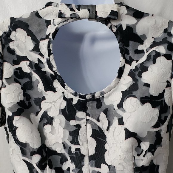 Kate Spade Jacquard Party Dress 4 Floral Keyhole POCKETS Fit Flare Black Pink - Picture 7 of 14